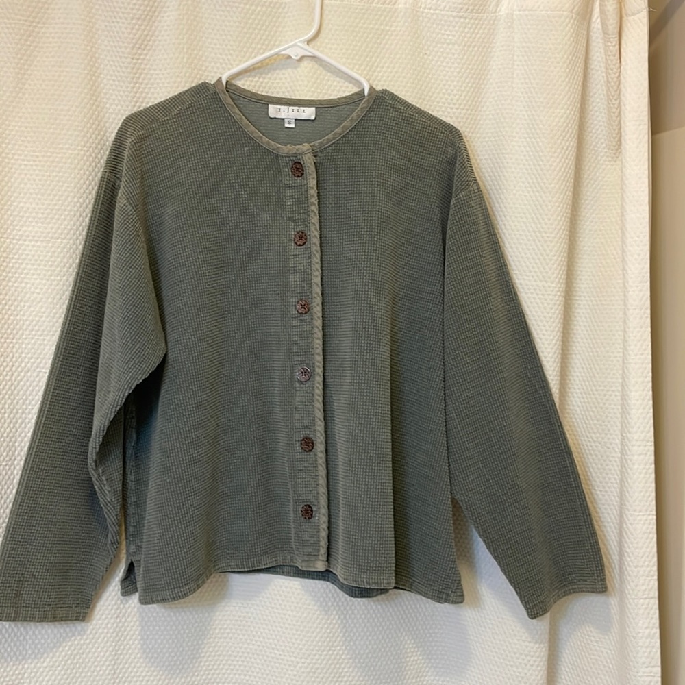 EUC! J. Jill Waffle Weave jacket. Sage Green. Small.